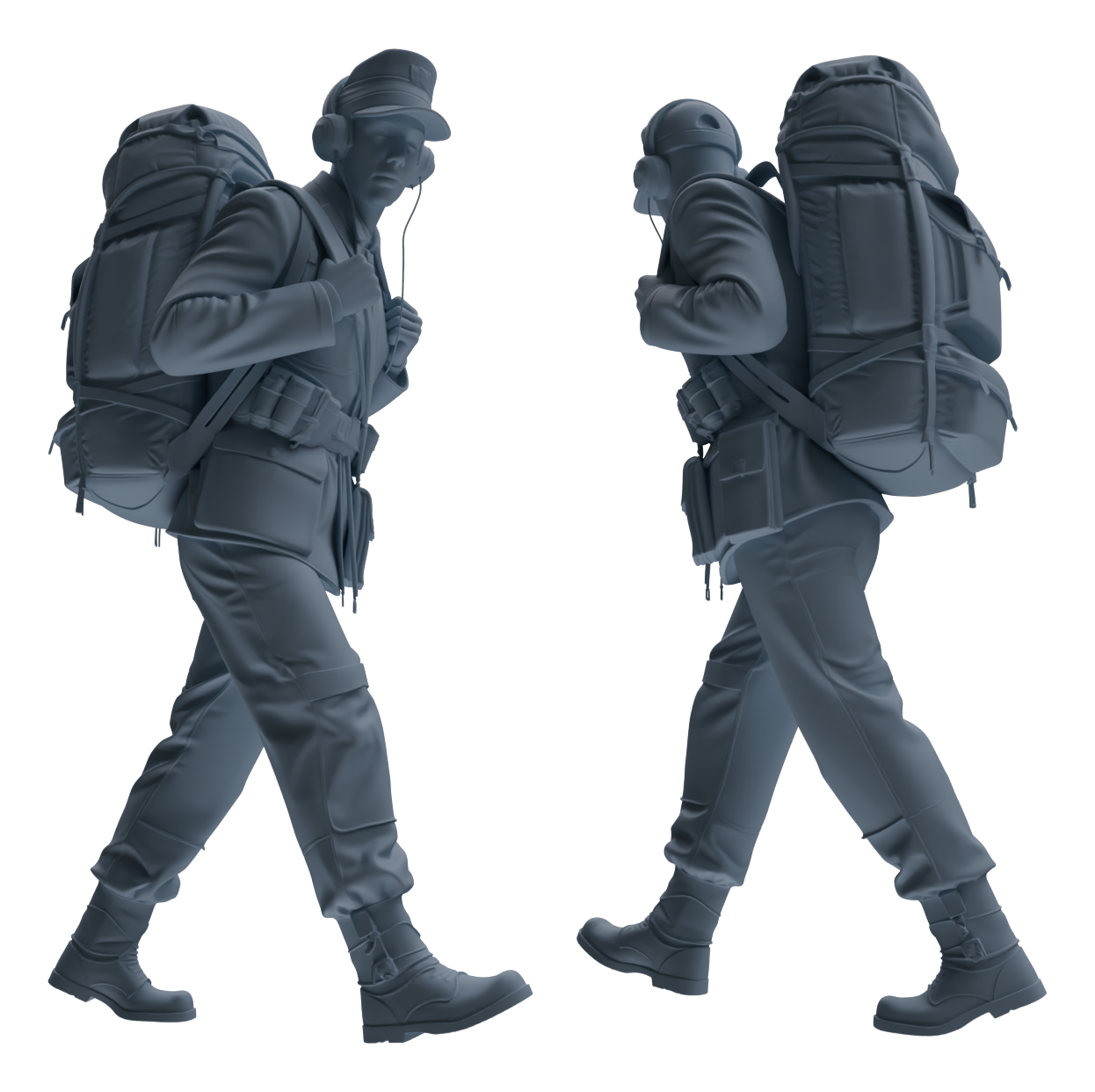 Detail view of MRY-SFW LYGR653 WWII Mine Soldier Seven-Person Carrying Group Model
