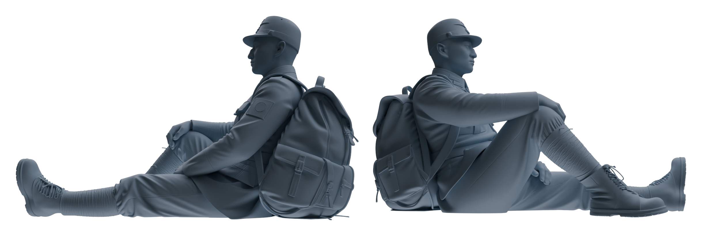 Detail view of MRY-SFW LYGR634 WWII Japanese Army Seven-Person Rest Model