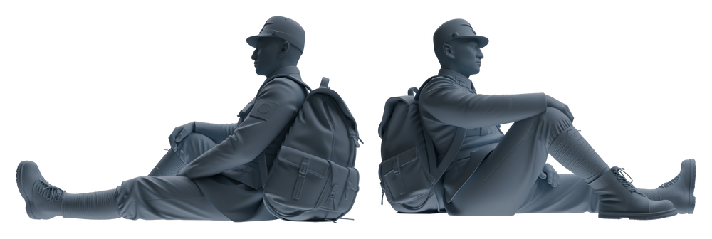 Detail view of MRY-SFW LYGR634 WWII Japanese Army Seven-Person Rest Model