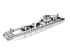 RHWS002 German D1 Class Naval Ferry Barges Water line