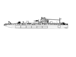 RHWS002 German D1 Class Naval Ferry Barges Water line