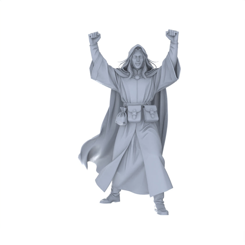 Detail view of MRY-SFW LYGR085 medieval priest demon mage elf vampire celebration movement magic theme war chess resin white model fantasy theme theme war chess miniature soldier scene character figure hand painted Model