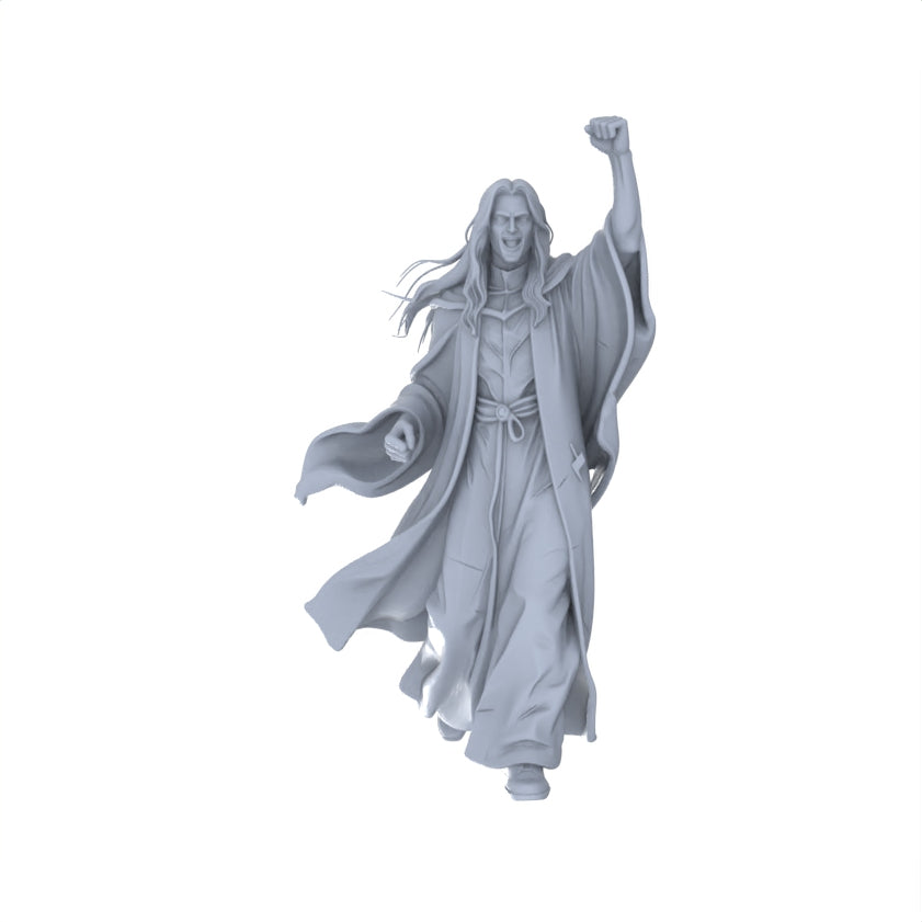 Detail view of MRY-SFW LYGR085 medieval priest demon mage elf vampire celebration movement magic theme war chess resin white model fantasy theme theme war chess miniature soldier scene character figure hand painted Model