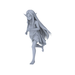 Detail view of MRY-SFW LYGR095 Medieval magic character running pose war flag resin white model miniature soldier scene character figure hand painted Model