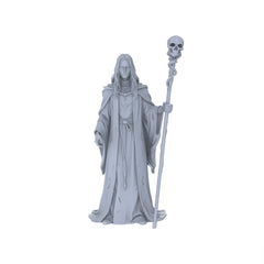 Detail view of MRY-SFW LYGR086 medieval priest demon mage elf vampire standing pose magic theme war chess resin white model fantasy theme theme war chess miniature soldier scene character figure hand painted Model