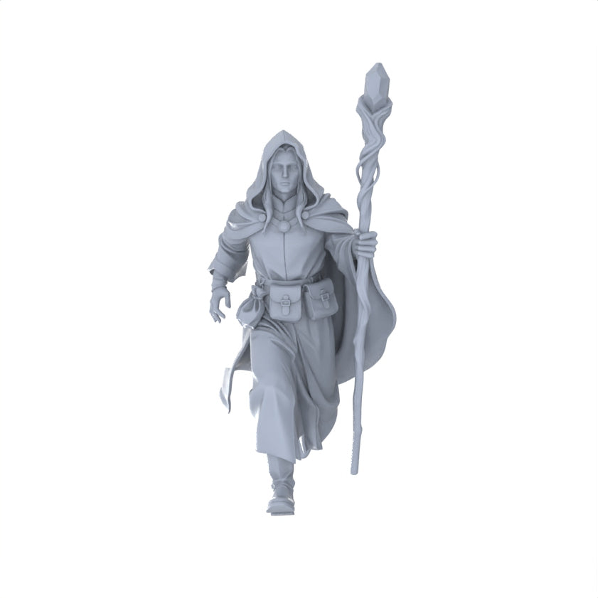 Detail view of MRY-SFW LYGR086 medieval priest demon mage elf vampire standing pose magic theme war chess resin white model fantasy theme theme war chess miniature soldier scene character figure hand painted Model