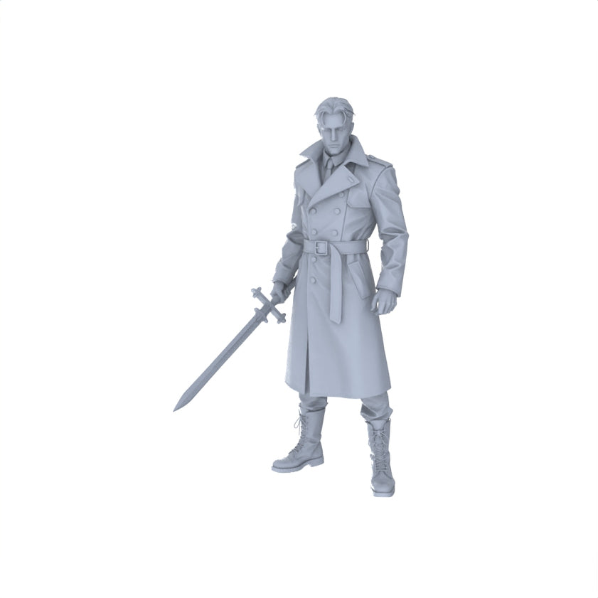 Detail view of MRY-SFW LYGR086 medieval priest demon mage elf vampire standing pose magic theme war chess resin white model fantasy theme theme war chess miniature soldier scene character figure hand painted Model