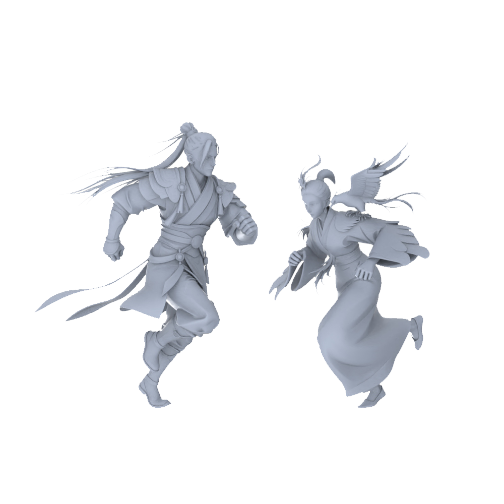 MRY-SFW LYGR088 Chinese style character running pose resin white model miniature soldier scene character figure hand painted 3D Printed Resin Model Kit by SSMODEL
