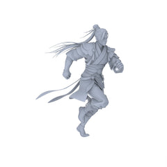 Detail view of MRY-SFW LYGR088 Chinese style character running pose resin white model miniature soldier scene character figure hand painted Model