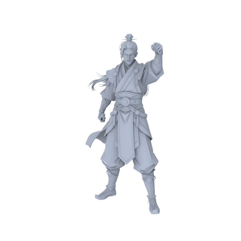 Detail view of MRY-SFW LYGR089 Chinese style character celebration pose resin white model miniature soldier scene character figure hand painted Model