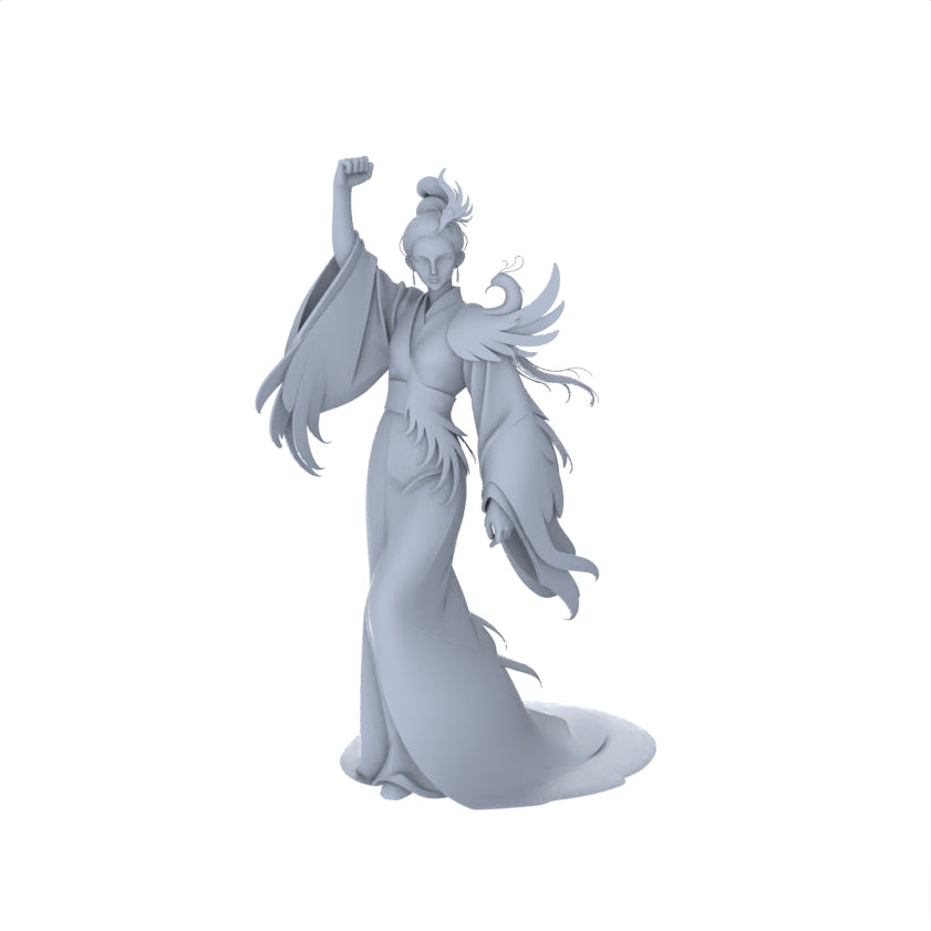 Detail view of MRY-SFW LYGR089 Chinese style character celebration pose resin white model miniature soldier scene character figure hand painted Model