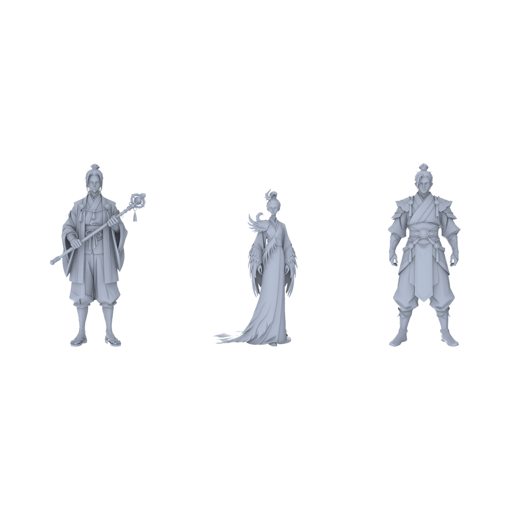 MRY-SFW LYGR090 Chinese style character standing pose resin white model miniature soldier scene character figure hand painted 3D Printed Resin Model Kit by SSMODEL