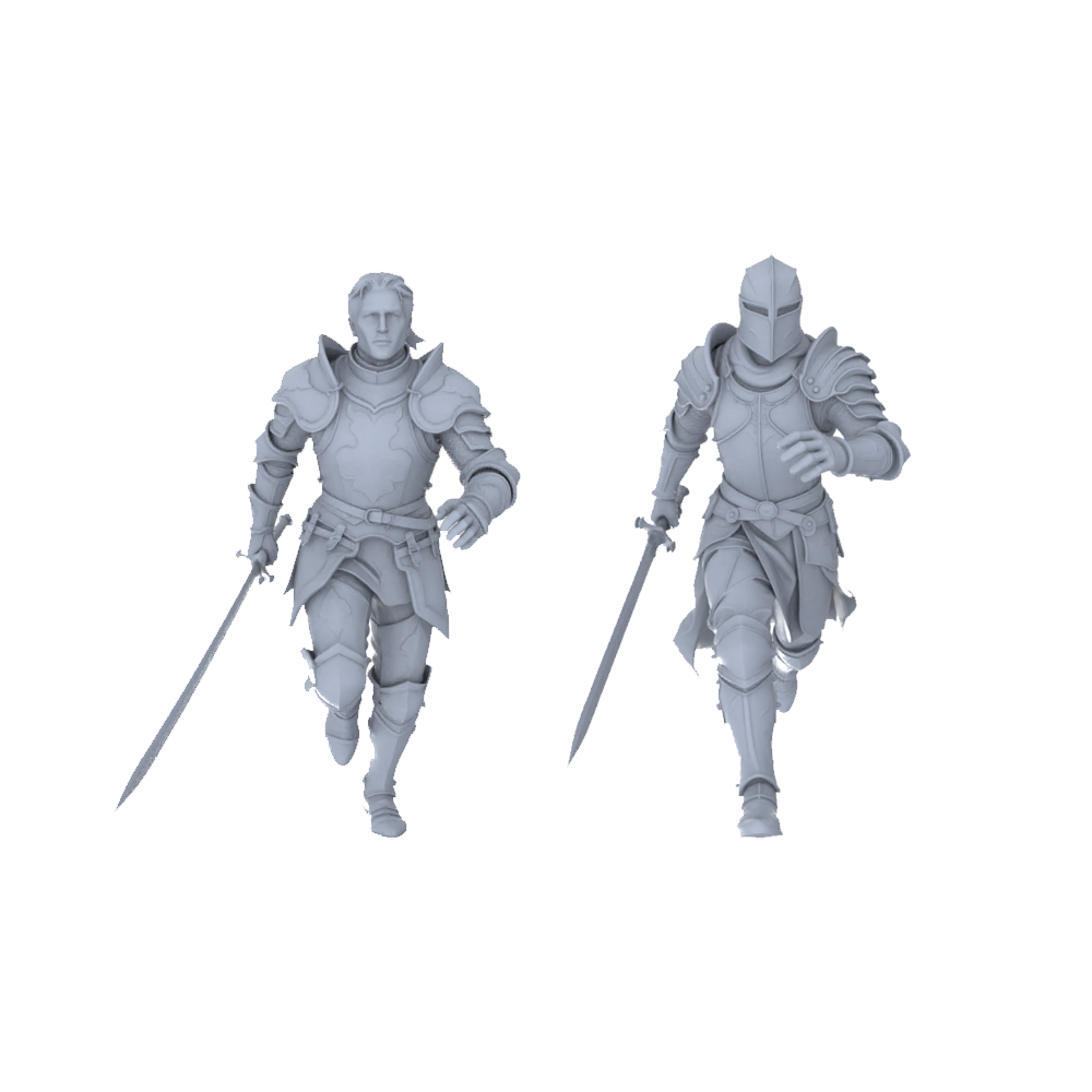 MRY-SFW LYGR091 Medieval knight running pose resin white model miniature soldier scene character figure hand painted 3D Printed Resin Model Kit by SSMODEL