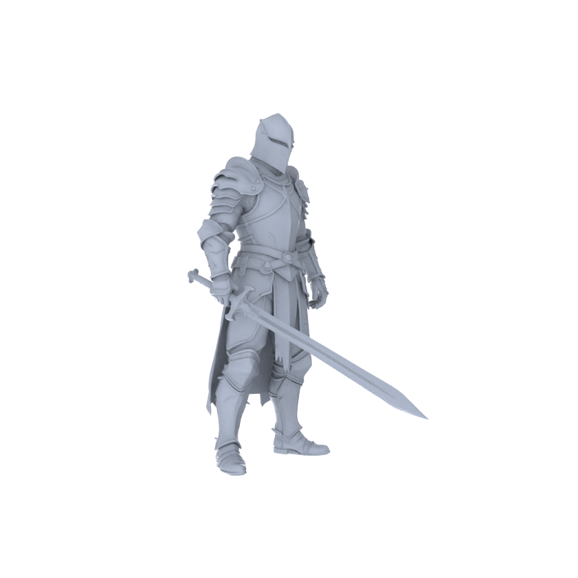 Detail view of MRY-SFW LYGR092 Medieval knight celebration pose resin white model miniature soldier scene character figure hand painted Model