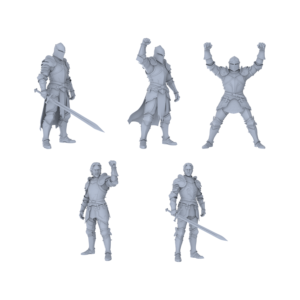 MRY-SFW LYGR092 Medieval knight celebration pose resin white model miniature soldier scene character figure hand painted 3D Printed Resin Model Kit by SSMODEL