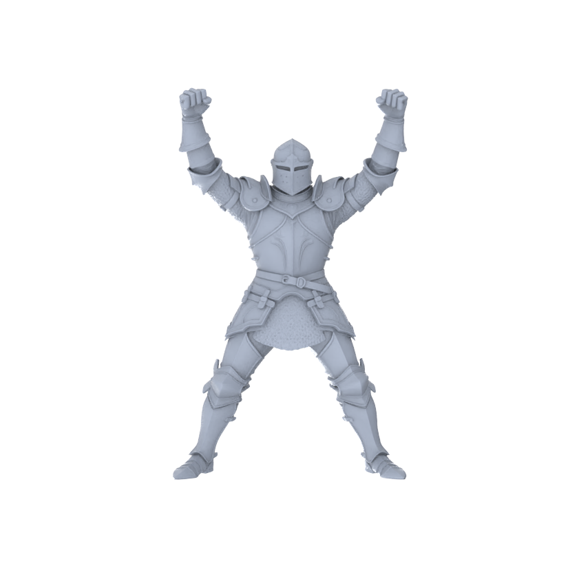 Detail view of MRY-SFW LYGR092 Medieval knight celebration pose resin white model miniature soldier scene character figure hand painted Model