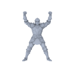 Detail view of MRY-SFW LYGR092 Medieval knight celebration pose resin white model miniature soldier scene character figure hand painted Model