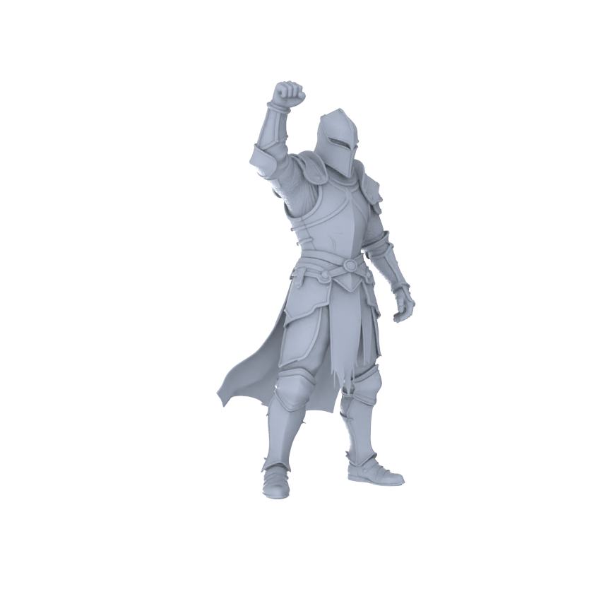Detail view of MRY-SFW LYGR092 Medieval knight celebration pose resin white model miniature soldier scene character figure hand painted Model