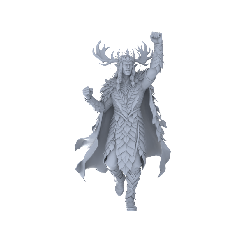 Detail view of MRY-SFW LYGR093 Medieval knight celebration pose2 resin white model miniature soldier scene character figure hand painted Model