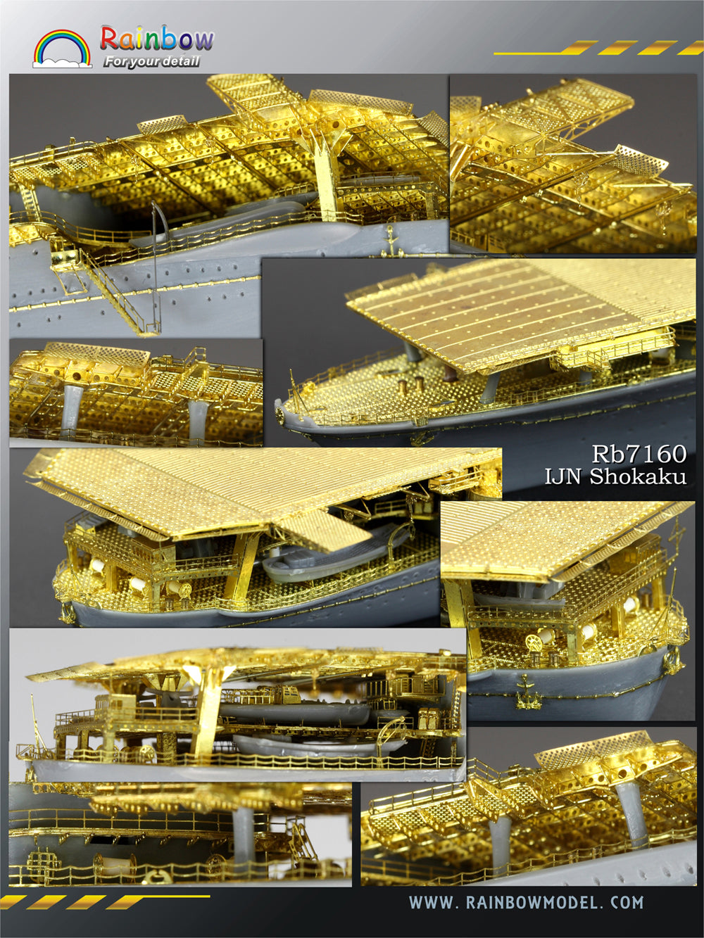 Rainbow RB7160 1/700Detail Up IJN Aircraft carrier Shokaku class 1941 upgraded set [PE*18,3DP*22,Metal barrels*4,Metal parts*12]