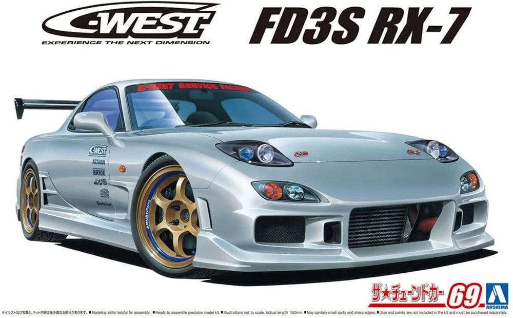 Aoshima AO-06302 1/24 Scale Model The Tuned Car(69)Kit C-West Mazda RX-7 FD3S