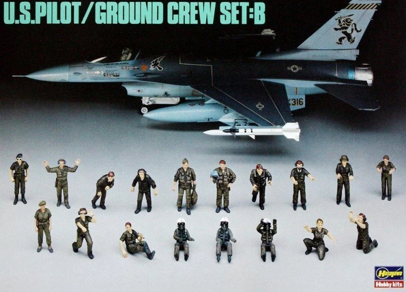 Hasegawa X48-5 1/48 Aircraft Navy Figure Model Kit U.S Pilot Ground Crew Set B 36105