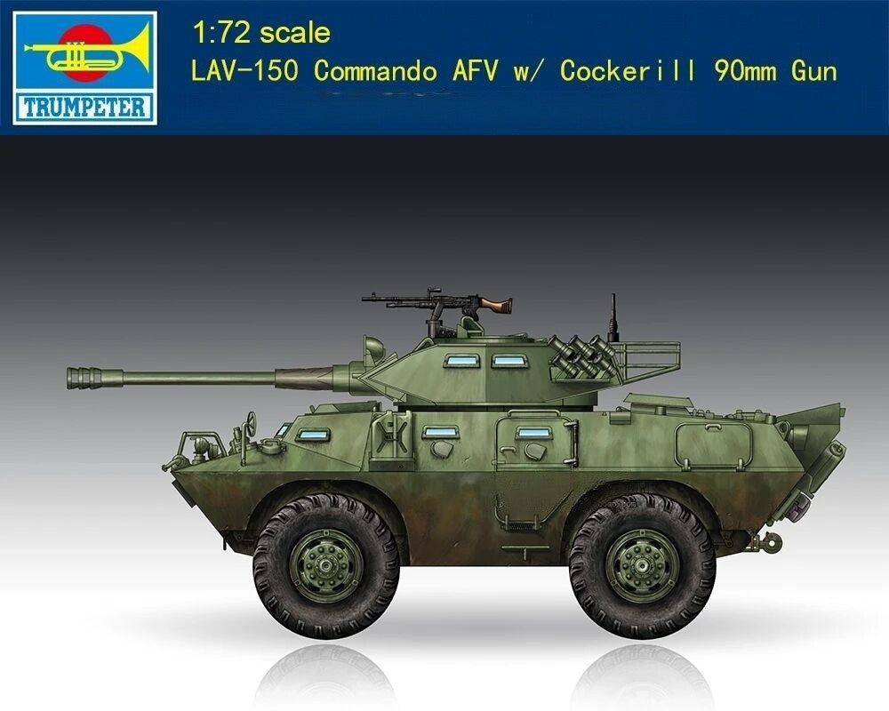Trumpeter 07443 1/72 LAV-150 Commando AFV w/ Cockerill 90mm Gun Armored Vehicle — scale model kit