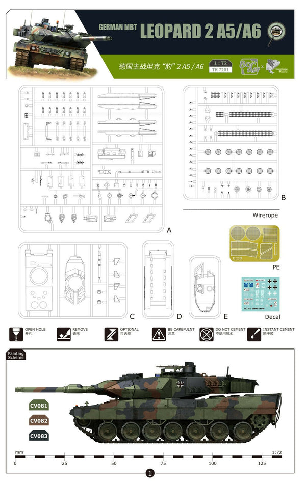 Border TK7201 1/72 Scale German MBT Leopard 2A5/A6 Model Kit