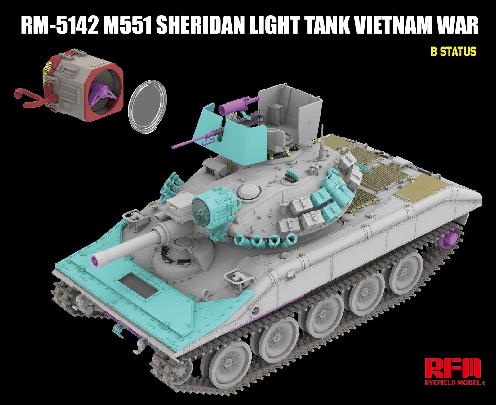 RYEFIELD 5142 1/35 M551 Sheridan Light Tank Vietnam War Model Kit — detail view 5