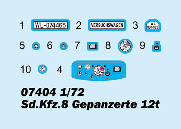 Trumpeter 07404 1/72 Sd.Kfz.8 Gepanzerte 12t Plastic Assemble Model Kit