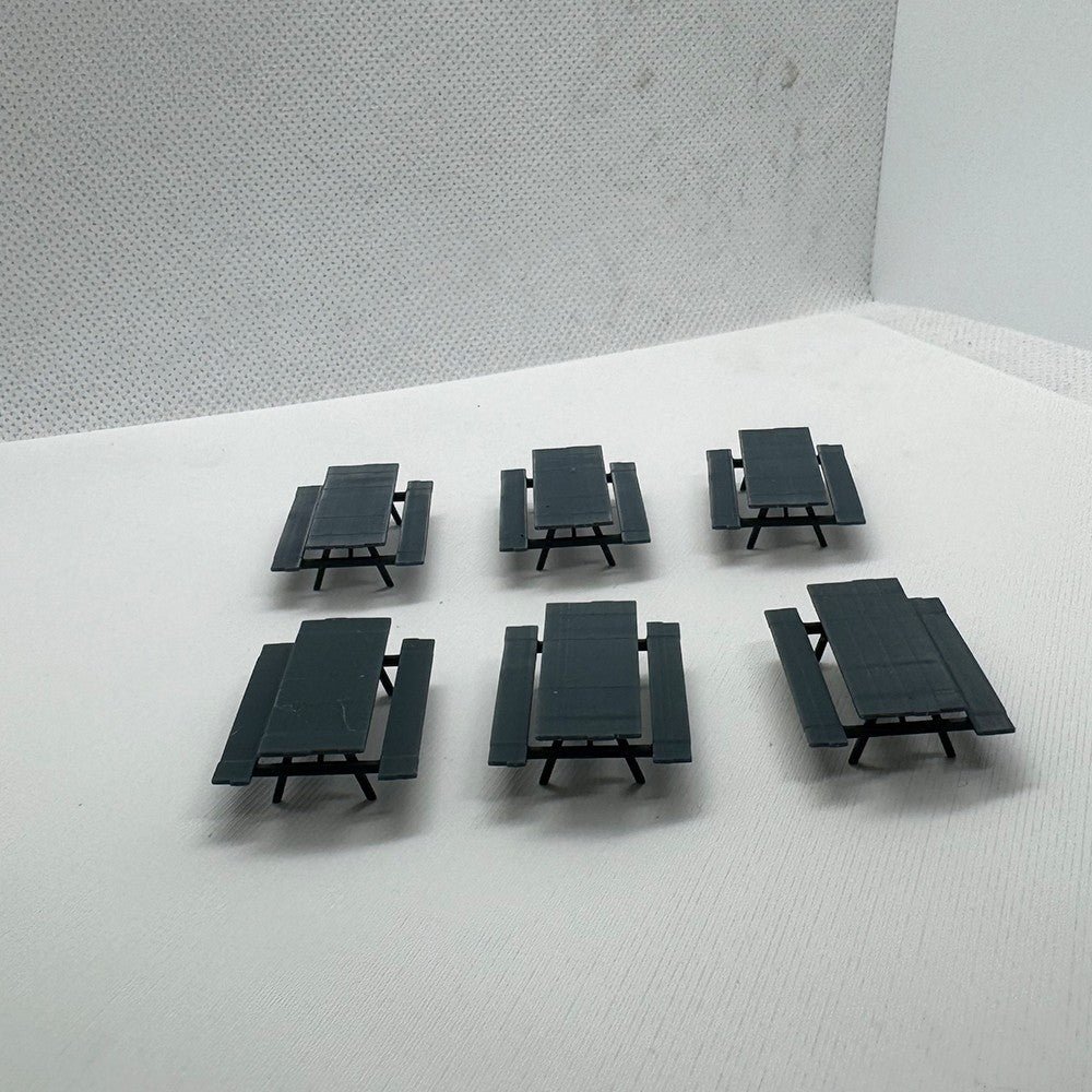 MRY-SFW 1:64 Picnic Table Camping 3D Printed Railway Train Layout Scene 6pcs — detail view 3