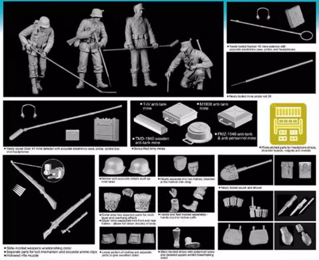DRAGON 6280 1/35 scale GERMAN MINE DETECTORS MODEL KIT — detail view 3
