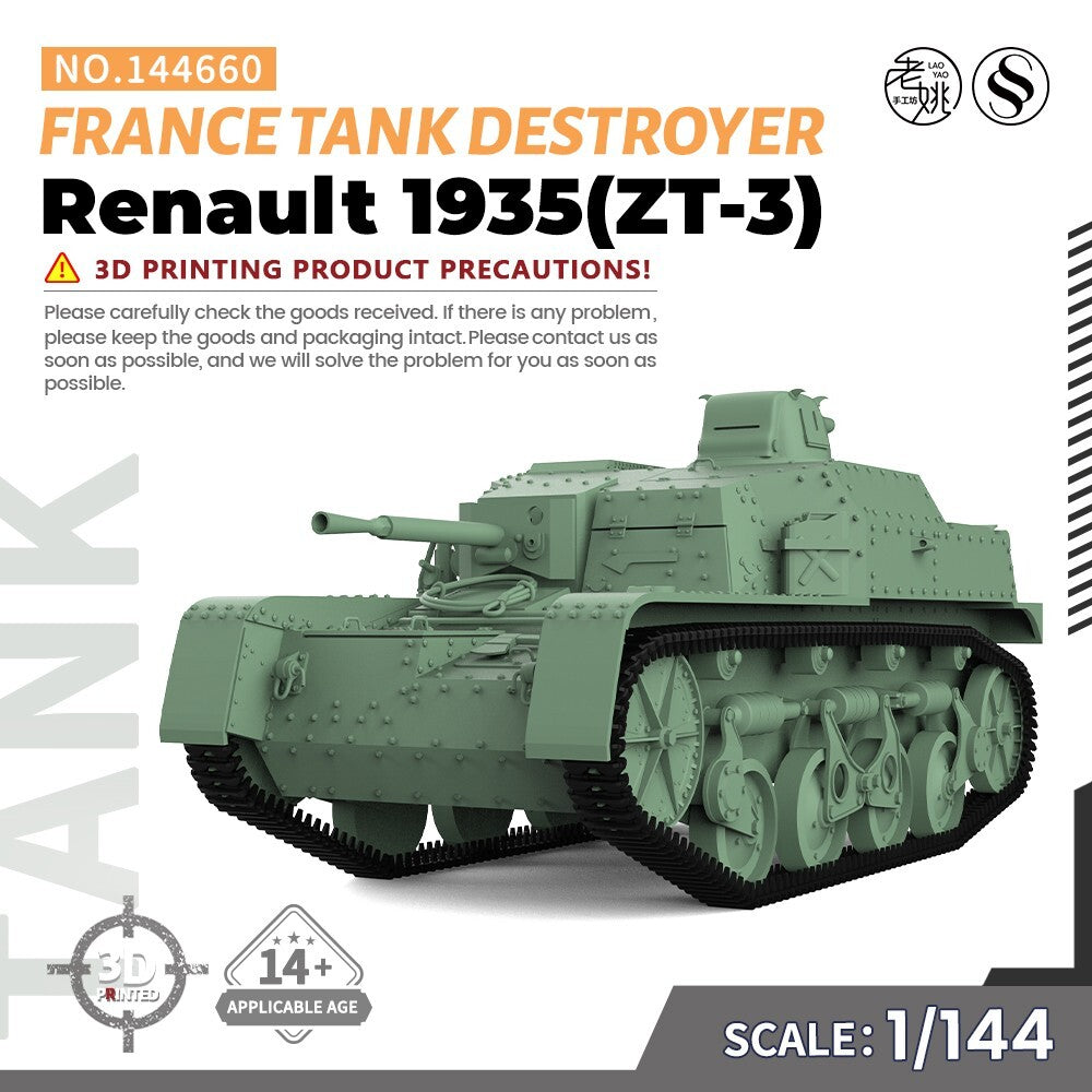 SSMODEL SS144660 1/144 Military Model France Renault 1935(ZT-3) Tank Destroyer