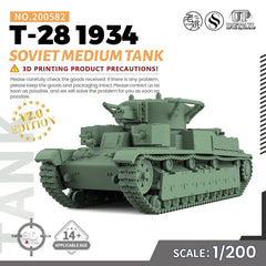 SSMODEL SS200582 1/200 Military Model Kit Soviet T-28 1934 Medium Tank