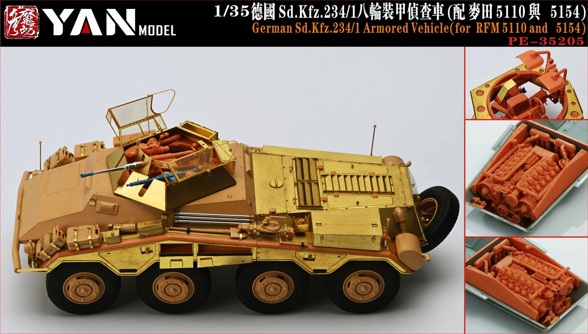 YAN MODEL PE-35205 1/35 German Sd.Kfz.234/1 Armored Vehicle(for RFM 5110&5154) Main image