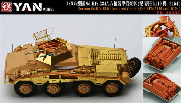YAN MODEL PE-35205 1/35 German Sd.Kfz.234/1 Armored Vehicle(for RFM 5110&5154)