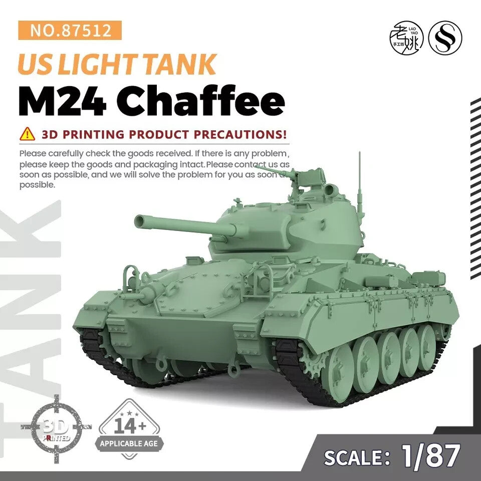 SSMODEL MRY-SFW SS87512 1/87 HO Scale Railway Military Model US M24 Chaffee Light Tank
