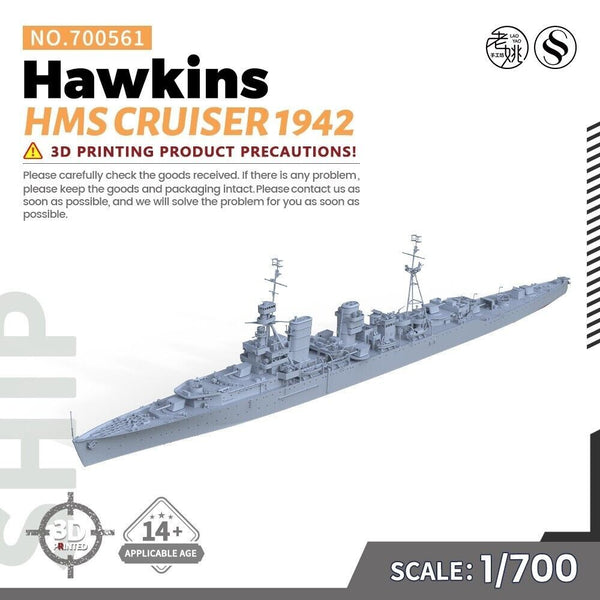 SSMODEL MRY-SFW SSC700561 1/700 Military Model Kit HMS Hawkins Cruiser 1942