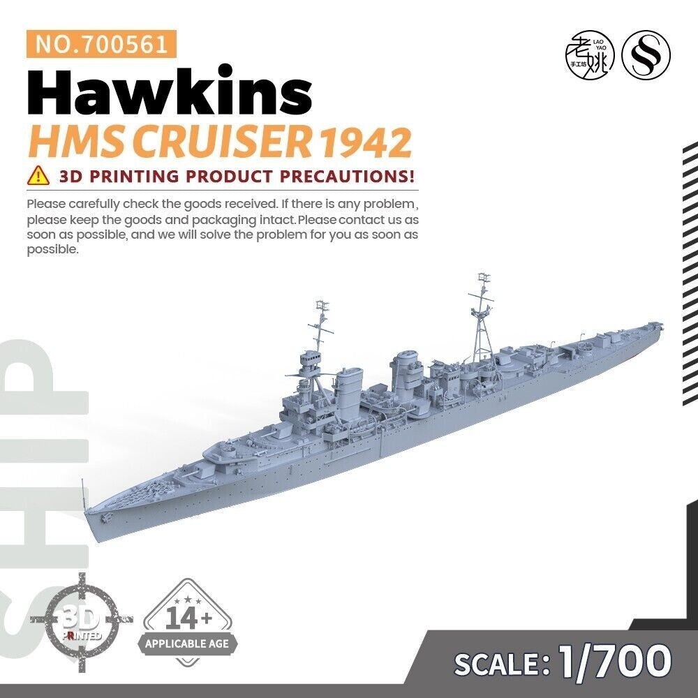 SSMODEL MRY-SFW SSC700561 1/700 Military Model Kit HMS Hawkins Cruiser 1942