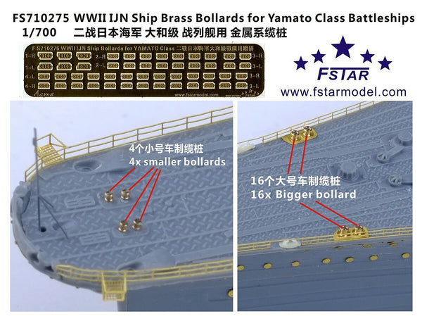 Fivestar 1/700 WWII IJN Ship Brass Bollards for Yamato Class (20 pcs) FS710275