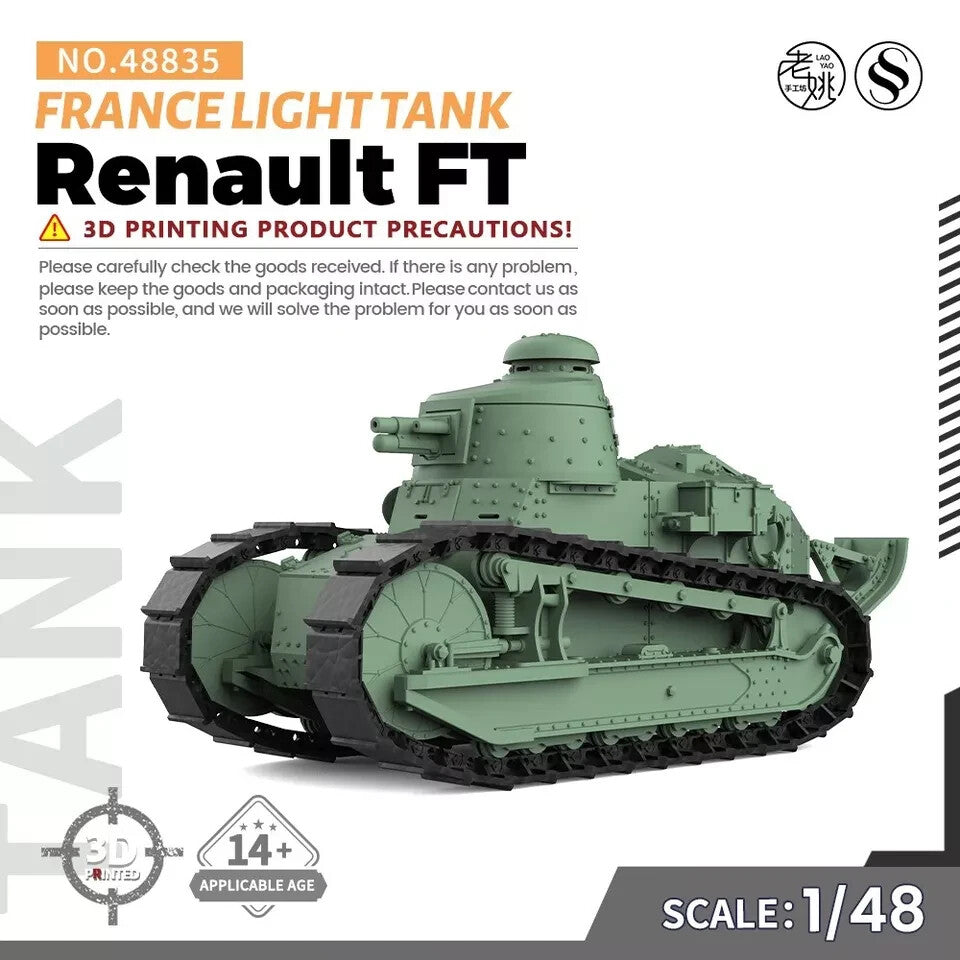 SSMODEL MRY-SFW WOT SS48835 V1.9 1/48 Military Model Kit France Renault FT Light Tank