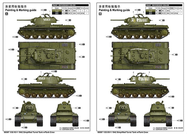 Trumpeter 09597 1:35 scale KV-1 1942 Simplified Turret Tank w/Tank Crew kit