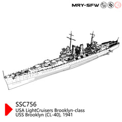 SSMODEL 1/700 USA Light Cruisers Brooklyn USS Brooklyn CL-40 1941 Waterline