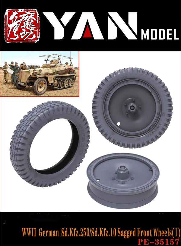 YAN MODEL PE35157 1/35 WWII German Sd.Kfz.250/Sd.Kfz.10 Sagged Front Wheels(2)