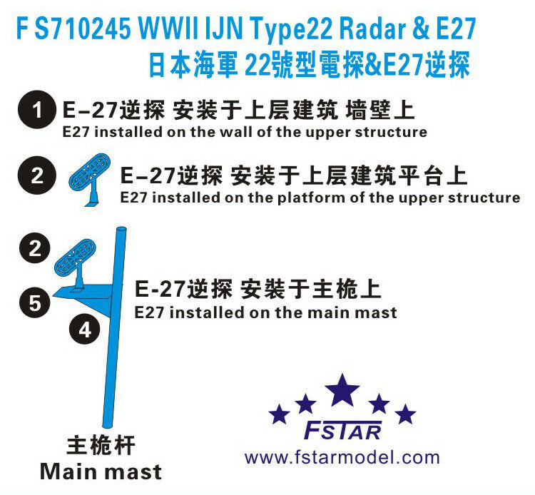 Fivestar PE 1/700 WWII IJN Type 22 Radar & E27 FS710245 — detail view 2