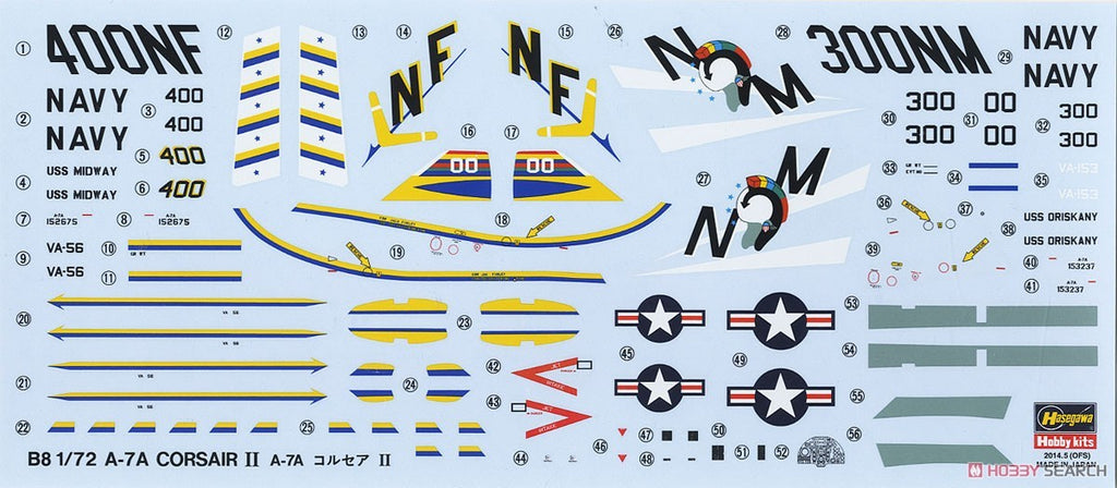Hasegawa HA01238 1/72 A-7A Corsair II Fighter Aircraft Assembly Model Kit