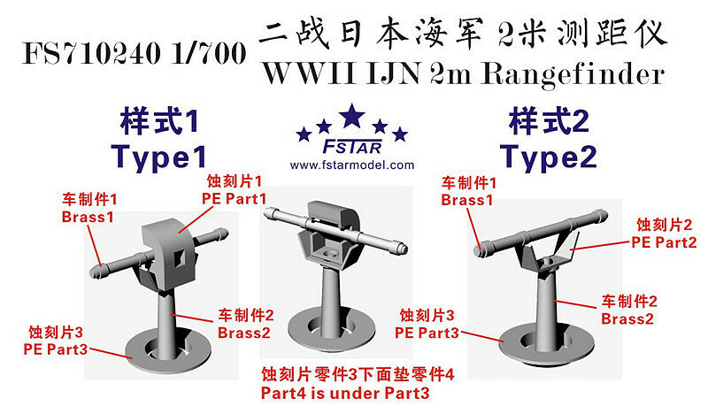 Fivestar PE 1/700 WWII IJN 2m Rangefinder (8set) FS710240 — detail view 2