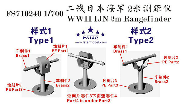 Fivestar PE 1/700 WWII IJN 2m Rangefinder (8set) FS710240