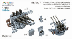 Rainbow 1/350 IJN Type96 25mm Triple AA Guns & Ammunition Boxes 3D Print Set