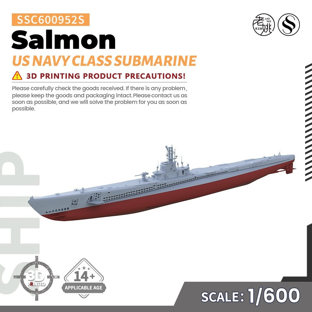 SSMODEL SSC600952S 1/600 Military Model US Navy Salmon Class Submarine Full Hull